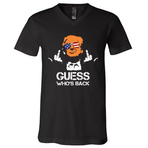 Funny Guess Who Is Back President Trump 2024 V-Neck T-Shirt