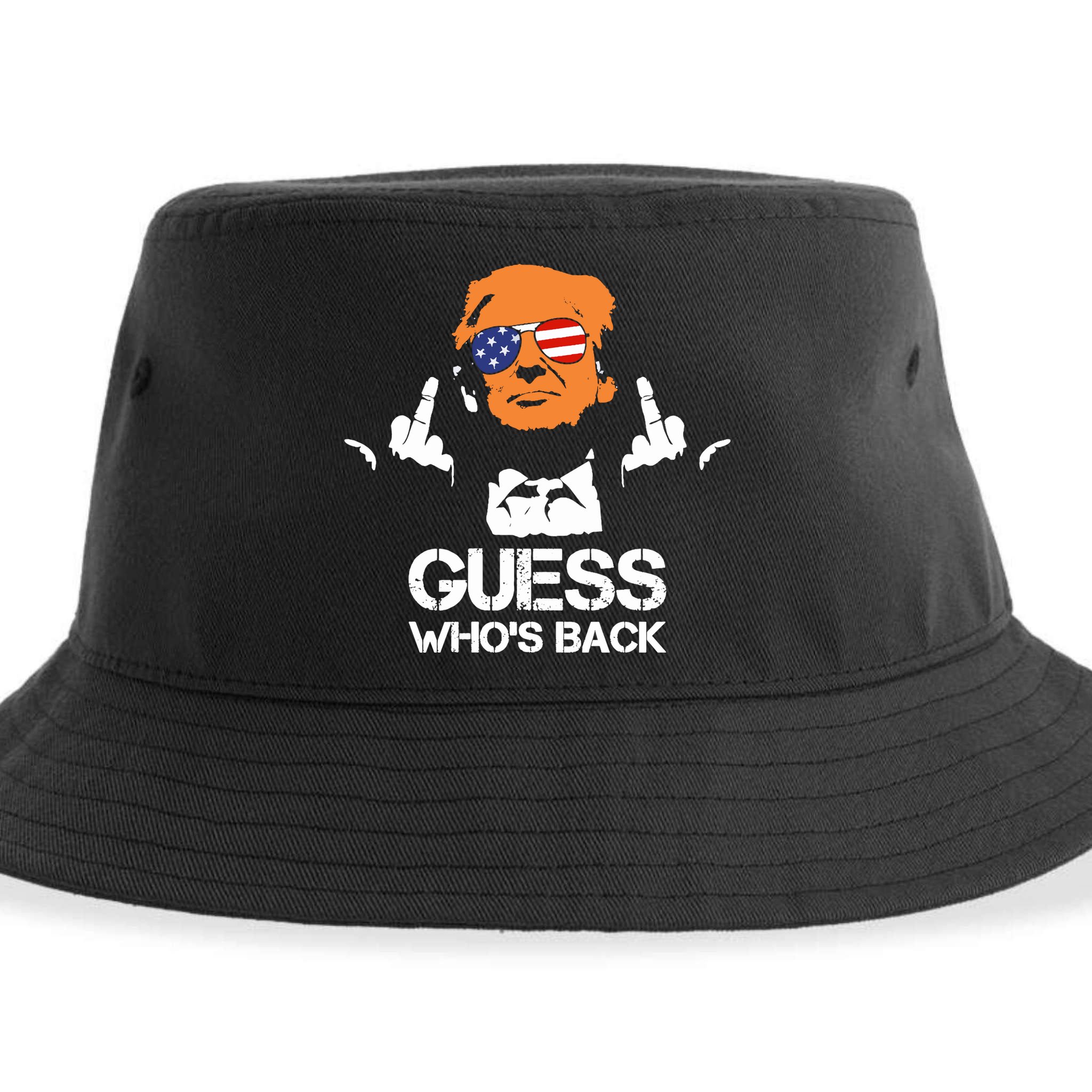 Funny Guess Who Is Back President Trump 2024 Sustainable Bucket Hat