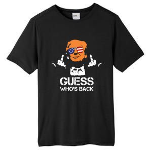 Funny Guess Who Is Back President Trump 2024 Tall Fusion ChromaSoft Performance T-Shirt