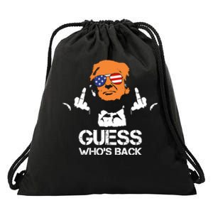 Funny Guess Who Is Back President Trump 2024 Drawstring Bag