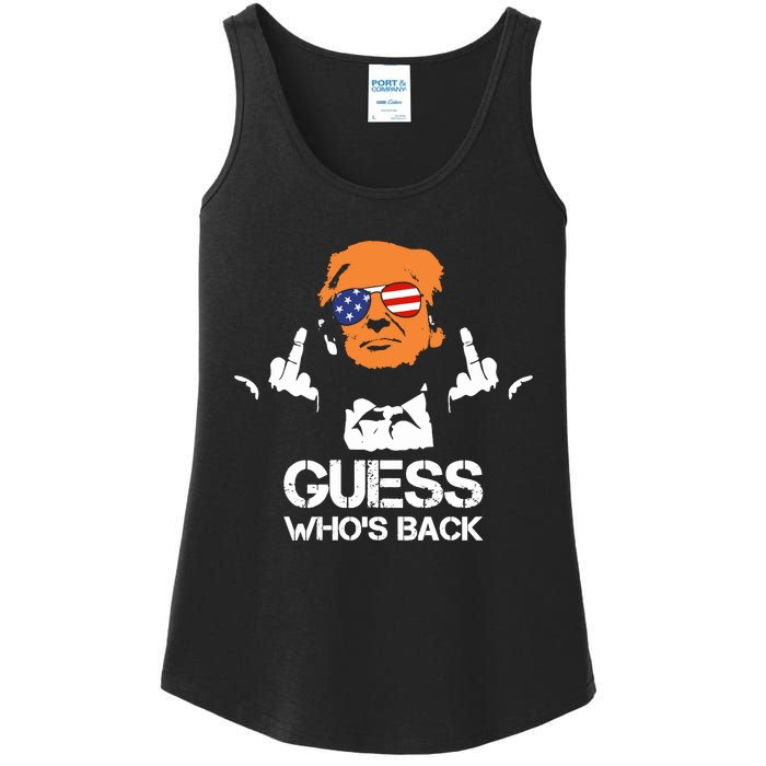 Funny Guess Who Is Back President Trump 2024 Ladies Essential Tank