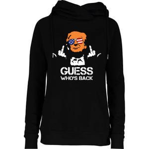 Funny Guess Who Is Back President Trump 2024 Womens Funnel Neck Pullover Hood