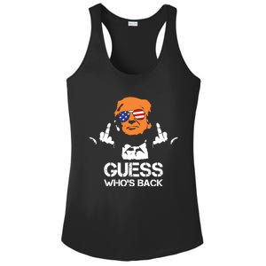 Funny Guess Who Is Back President Trump 2024 Ladies PosiCharge Competitor Racerback Tank