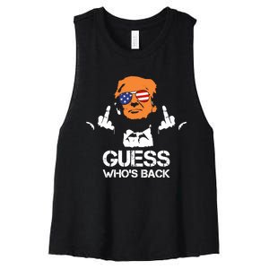 Funny Guess Who Is Back President Trump 2024 Women's Racerback Cropped Tank