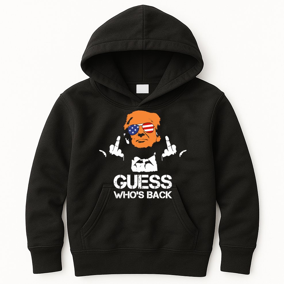 Funny Guess Who Is Back President Trump 2024 Kids Hoodie