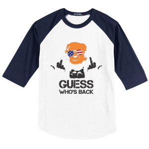 Funny Guess Who Is Back President Trump 2024 Baseball Sleeve Shirt