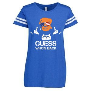 Funny Guess Who Is Back President Trump 2024 Enza Ladies Jersey Football T-Shirt