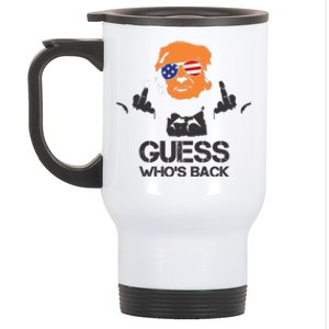 Funny Guess Who Is Back President Trump 2024 Stainless Steel Travel Mug