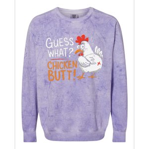 Funny Guess What Chicken Butt Funny Joke Sarcastic Family Colorblast Crewneck Sweatshirt