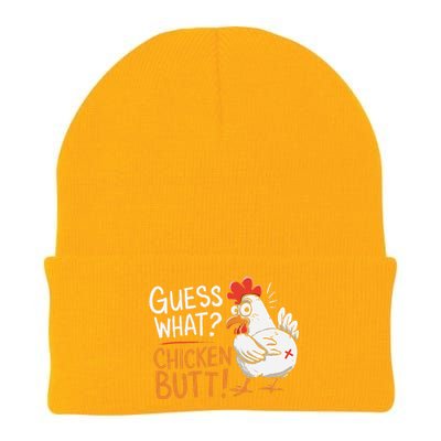 Funny Guess What Chicken Butt Funny Joke Sarcastic Family Knit Cap Winter Beanie