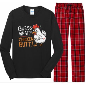 Funny Guess What Chicken Butt Funny Joke Sarcastic Family Long Sleeve Pajama Set