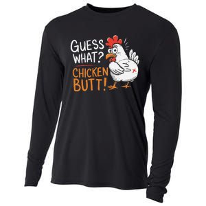 Funny Guess What Chicken Butt Funny Joke Sarcastic Family Cooling Performance Long Sleeve Crew