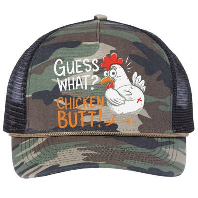 Funny Guess What Chicken Butt Funny Joke Sarcastic Family Retro Rope Trucker Hat Cap