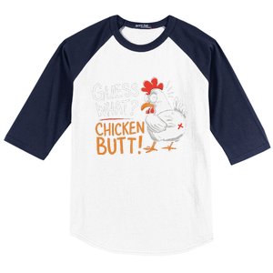 Funny Guess What Chicken Butt Funny Joke Sarcastic Family Baseball Sleeve Shirt