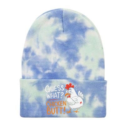 Funny Guess What Chicken Butt Funny Joke Sarcastic Family Tie Dye 12in Knit Beanie