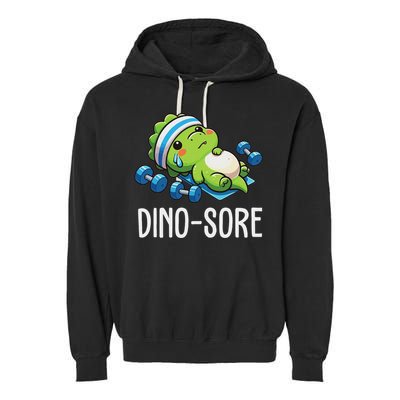 Funny Gym Workout Dinosaur Weight Lifting Gym Dino Sore Garment-Dyed Fleece Hoodie