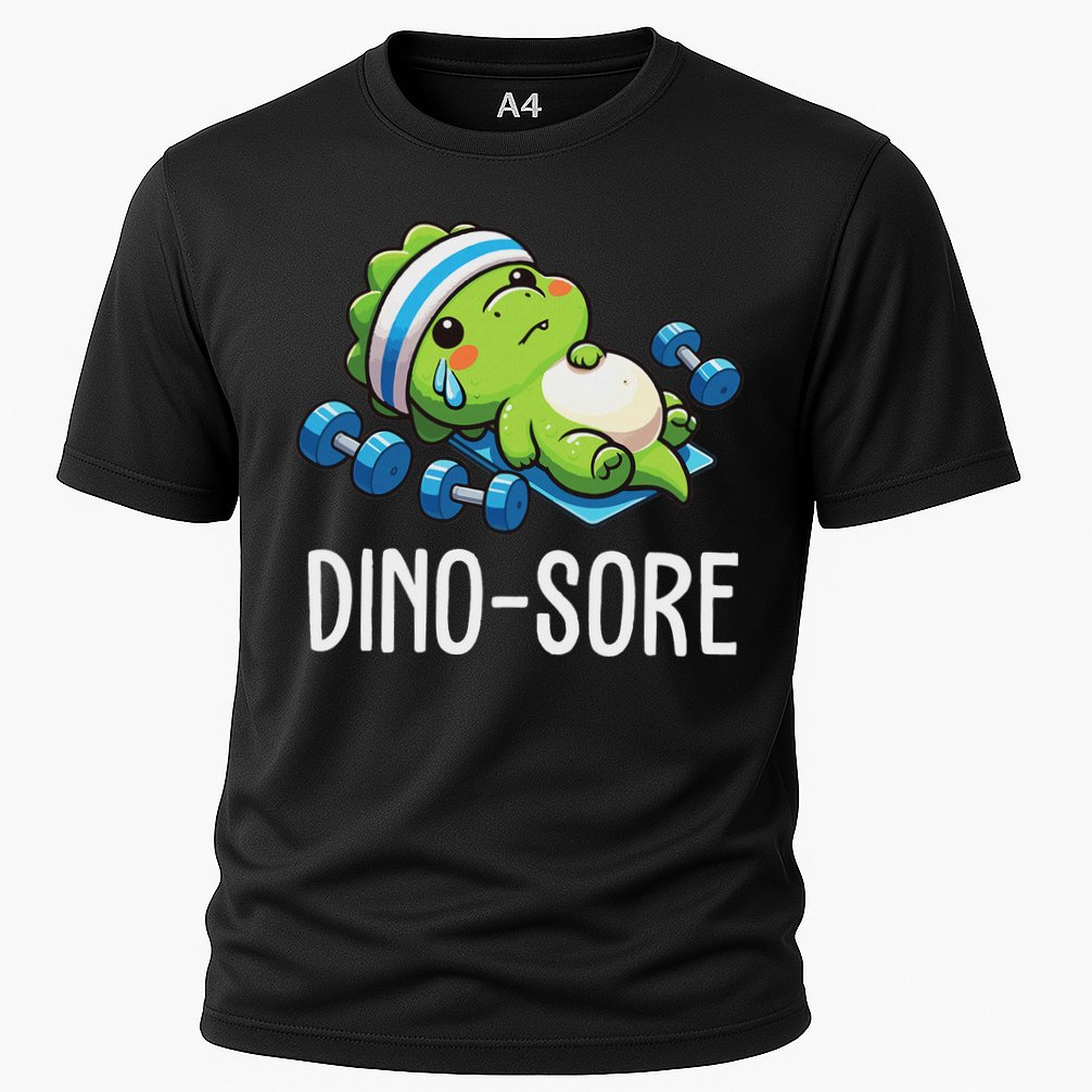 Funny Gym Workout Dinosaur Weight Lifting Gym Dino Sore Cooling Performance Crew T-Shirt
