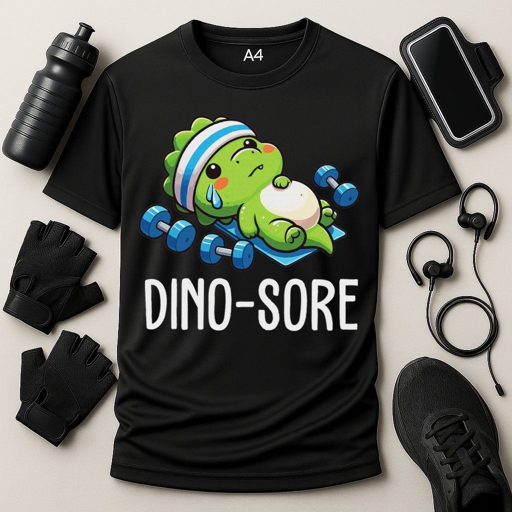 Funny Gym Workout Dinosaur Weight Lifting Gym Dino Sore Cooling Performance Crew T-Shirt