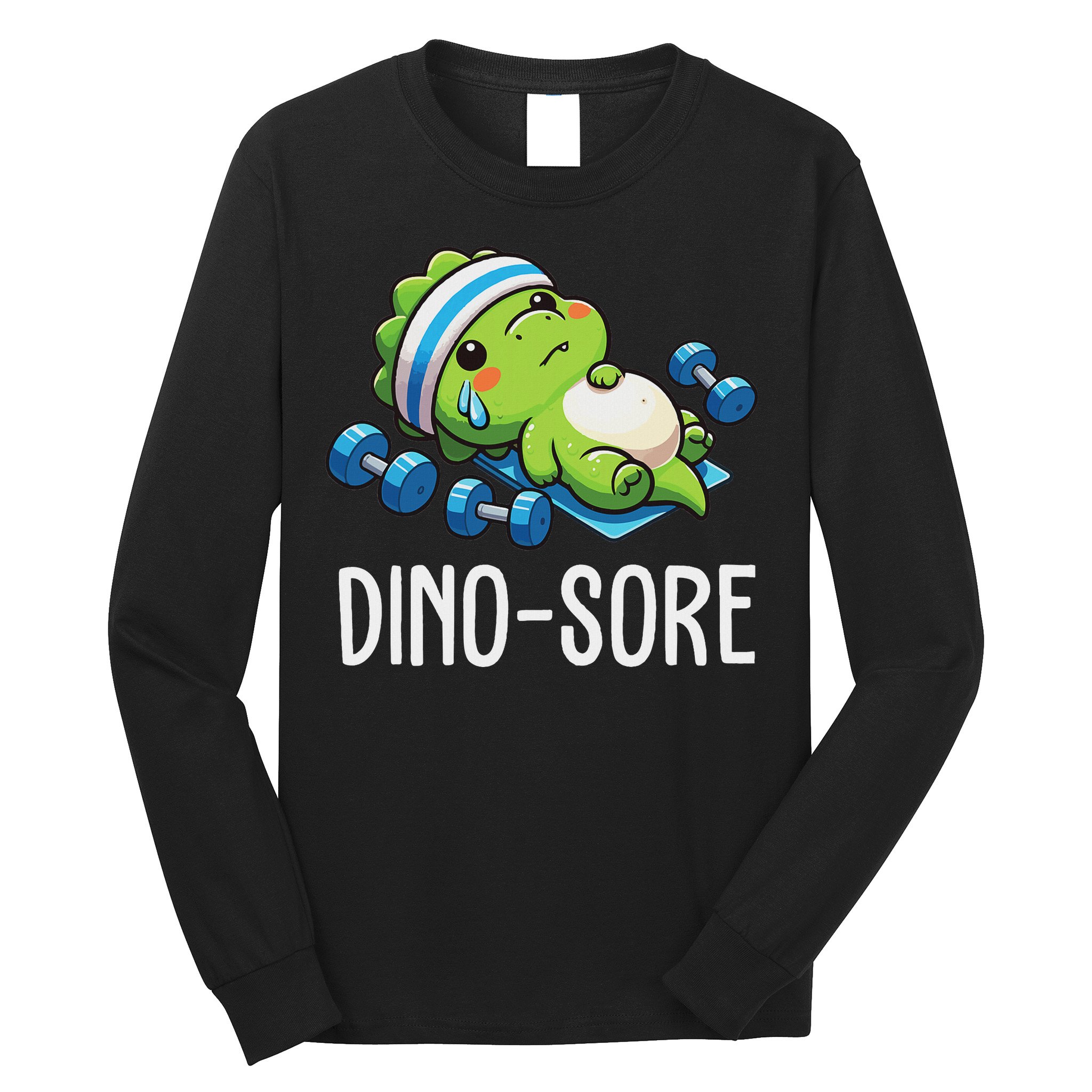 Funny Gym Workout Dinosaur Weight Lifting Gym Dino Sore Long Sleeve Shirt