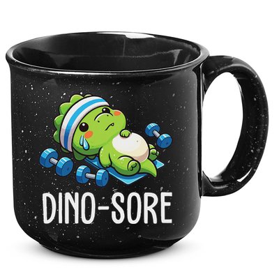 Funny Gym Workout Dinosaur Weight Lifting Gym Dino Sore 15oz Campfire Ceramic Mug
