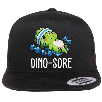 Funny Gym Workout Dinosaur Weight Lifting Gym Dino Sore Flatbill Hat