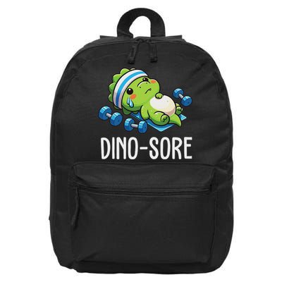 Funny Gym Workout Dinosaur Weight Lifting Gym Dino Sore 16 in Basic Backpack