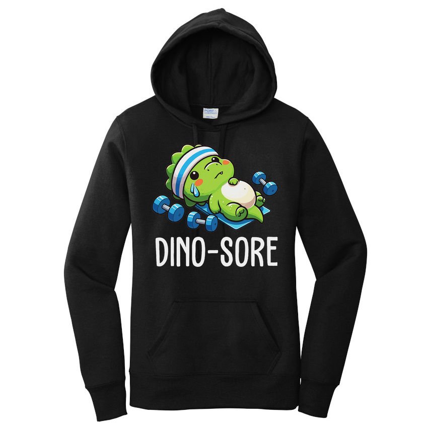 Funny Gym Workout Dinosaur Weight Lifting Gym Dino Sore Women's Pullover Hoodie