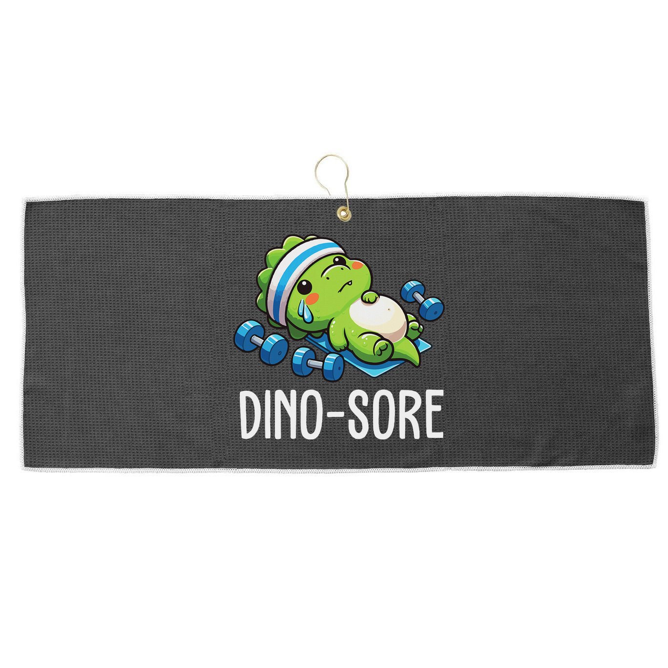 Funny Gym Workout Dinosaur Weight Lifting Gym Dino Sore Large Microfiber Waffle Golf Towel