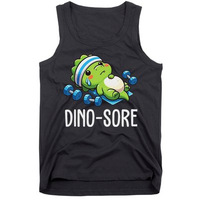 Funny Gym Workout Dinosaur Weight Lifting Gym Dino Sore Tank Top