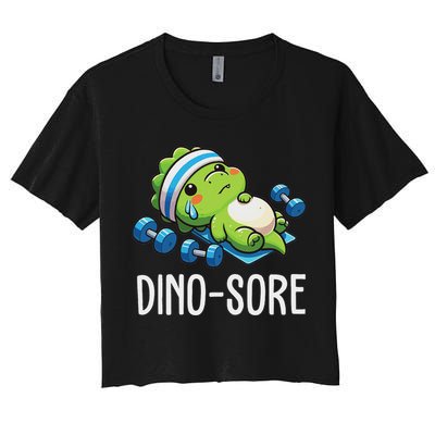 Funny Gym Workout Dinosaur Weight Lifting Gym Dino Sore Crop Top