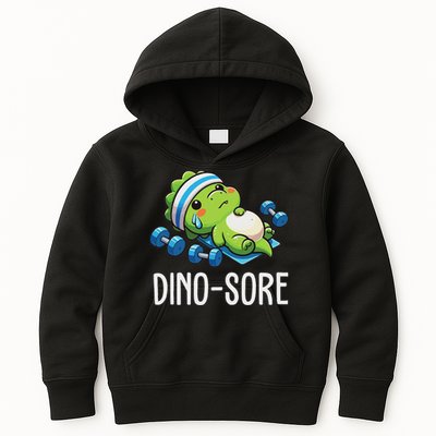 Funny Gym Workout Dinosaur Weight Lifting Gym Dino Sore Kids Hoodie