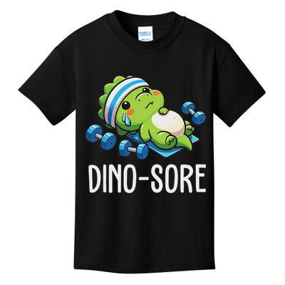 Funny Gym Workout Dinosaur Weight Lifting Gym Dino Sore Kids T-Shirt
