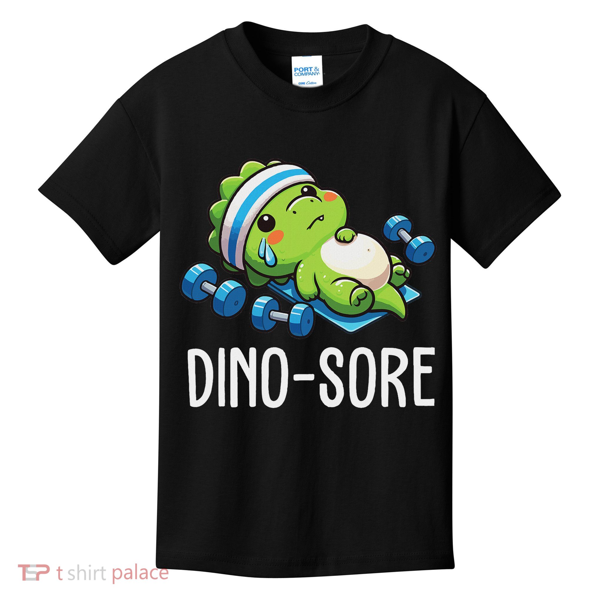 Funny Gym Workout Dinosaur Weight Lifting Gym Dino Sore Kids T-Shirt