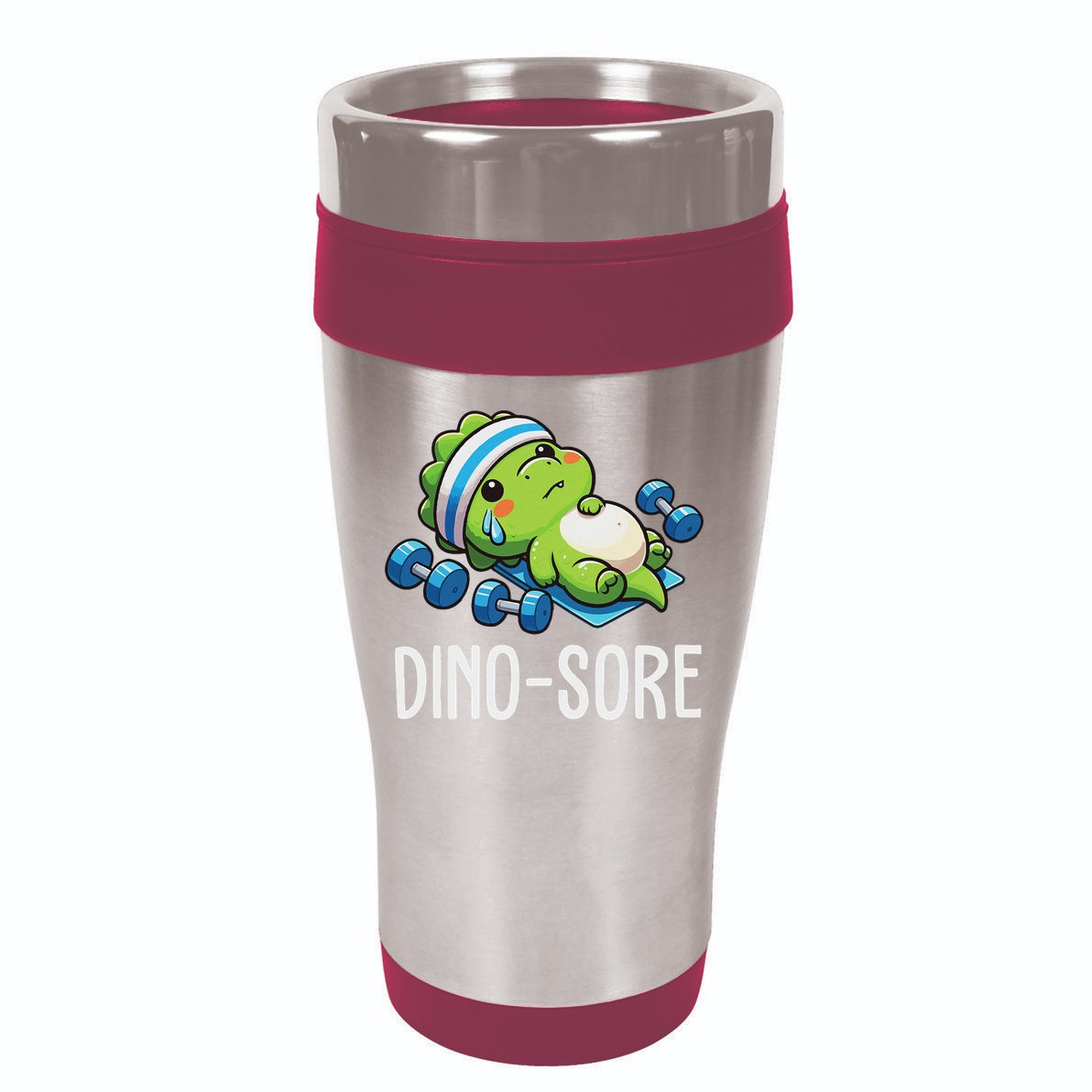 Funny Gym Workout Dinosaur Weight Lifting Gym Dino Sore 16oz Travel Tumbler