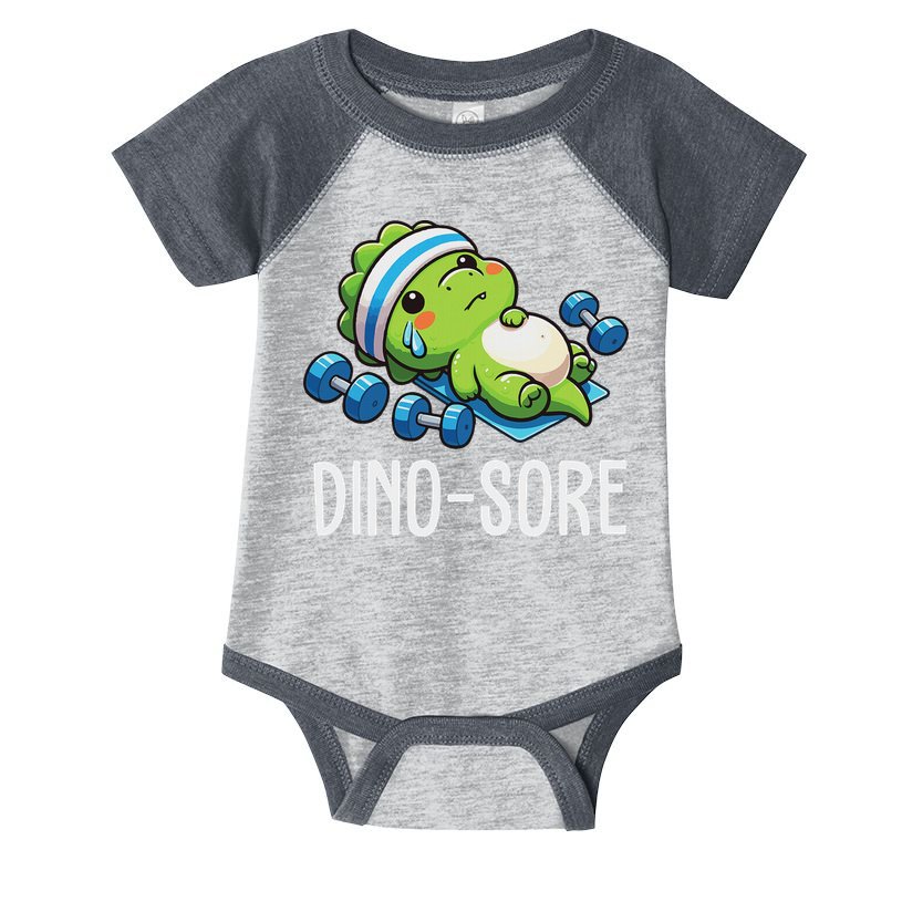 Funny Gym Workout Dinosaur Weight Lifting Gym Dino Sore Infant Baby Jersey Bodysuit