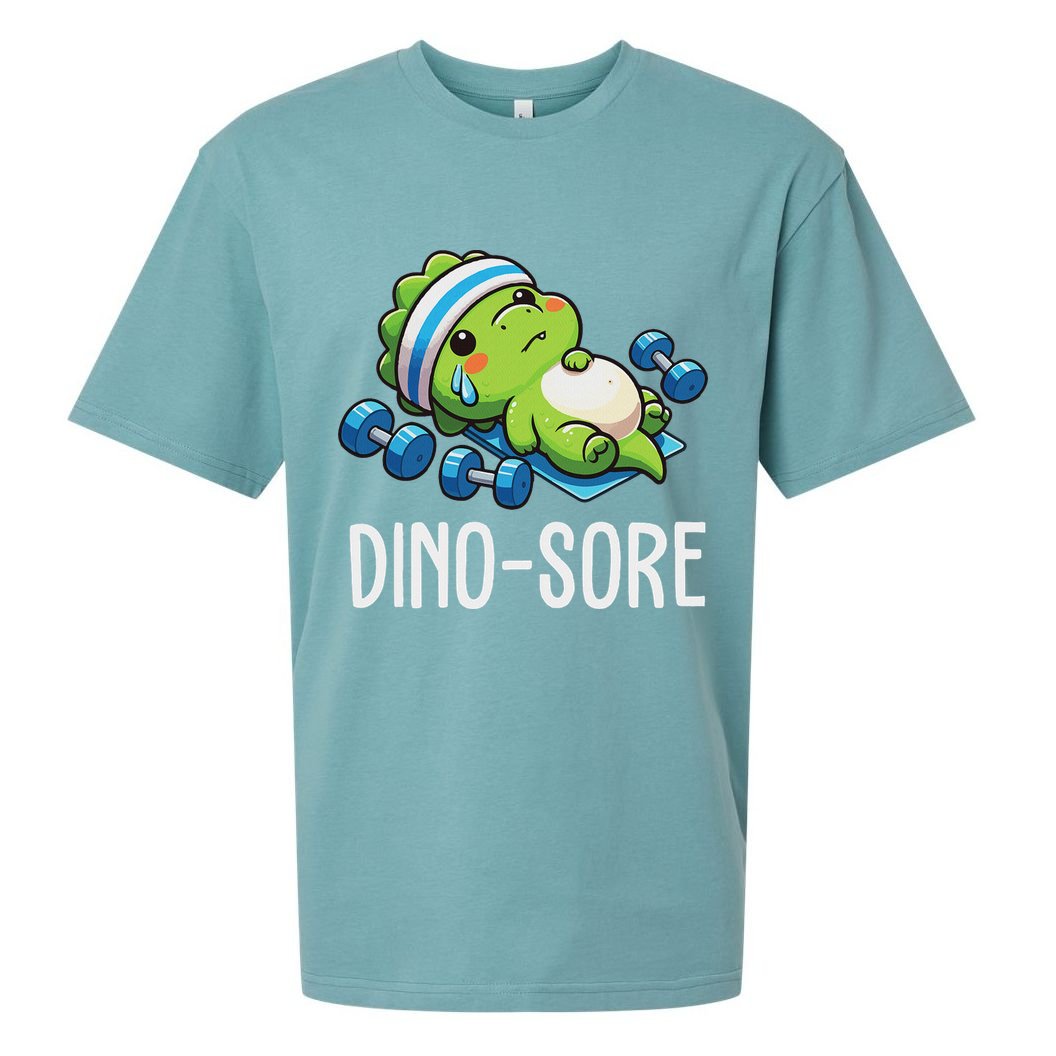 Funny Gym Workout Dinosaur Weight Lifting Gym Dino Sore Sueded Cloud Jersey T-Shirt