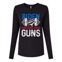 Funny Gym Workout Weightlifting Biden Can't Ban These Guns  Womens Cotton Relaxed Long Sleeve T-Shirt