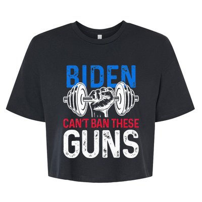 Funny Gym Workout Weightlifting Biden Can't Ban These Guns  Bella+Canvas Jersey Crop Tee