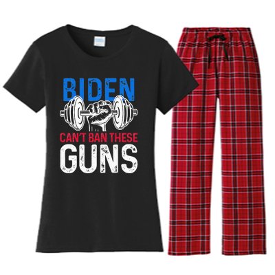 Funny Gym Workout Weightlifting Biden Can't Ban These Guns  Women's Flannel Pajama Set