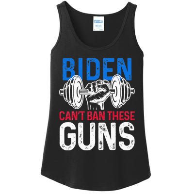 Funny Gym Workout Weightlifting Biden Can't Ban These Guns  Ladies Essential Tank