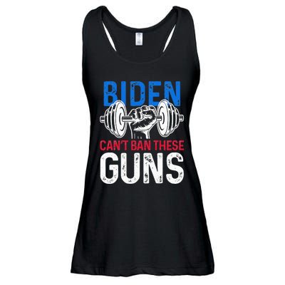 Funny Gym Workout Weightlifting Biden Can't Ban These Guns  Ladies Essential Flowy Tank