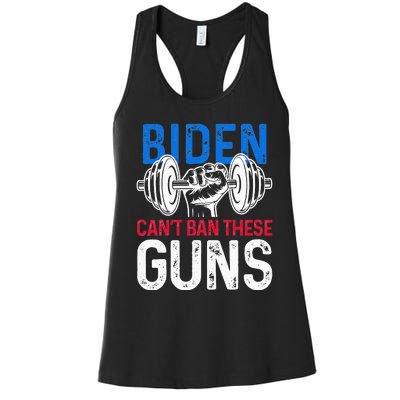 Funny Gym Workout Weightlifting Biden Can't Ban These Guns  Women's Racerback Tank