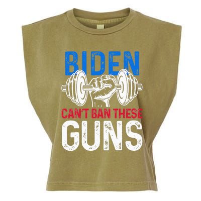 Funny Gym Workout Weightlifting Biden Can't Ban These Guns  Garment-Dyed Women's Muscle Tee