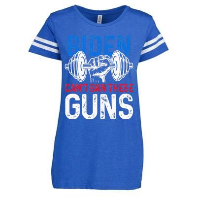 Funny Gym Workout Weightlifting Biden Can't Ban These Guns  Enza Ladies Jersey Football T-Shirt