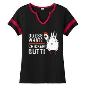 Funny Guess What Chicken Butt! White Ladies Halftime Notch Neck Tee