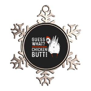 Funny Guess What Chicken Butt! White Metallic Star Ornament