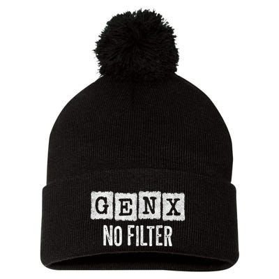 Funny Gen X Sayings Generation X No Filter Gen X Pom Pom 12in Knit Beanie