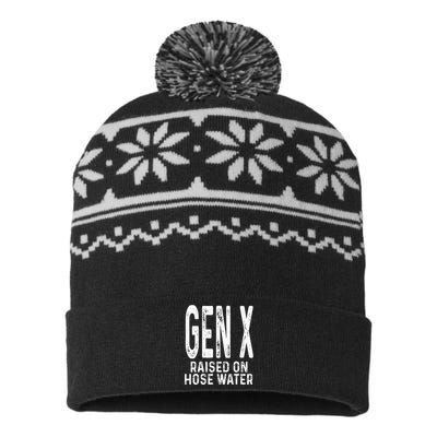 Funny Gen X Raised On Hose Water Humor Generation X Design USA-Made Snowflake Beanie