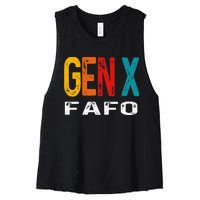 Funny Gen X Fafo Humor Generation X Design Retro Genx Women's Racerback Cropped Tank