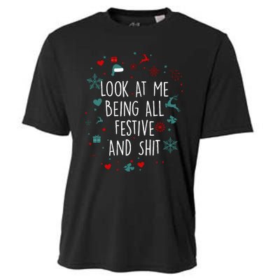 Funny Groovy Xmas Look At Me Being All Festive And Shit Cooling Performance Crew T-Shirt